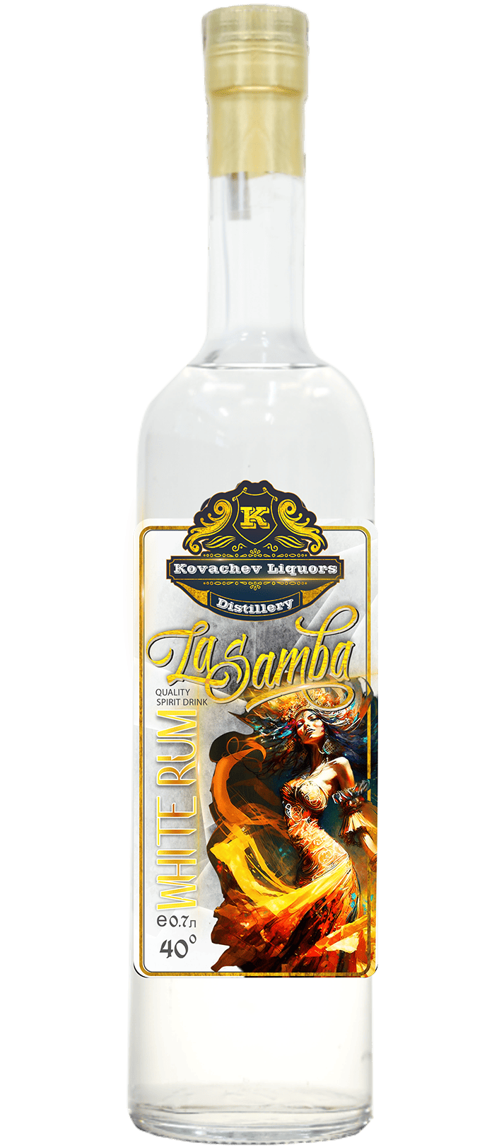Aesthetic image of Tavamba White Rum bottle from Kovachev Liquors with artistic label design.